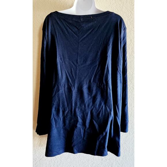 Jones New York Sport Navy Blue Boat Neck Long Sleeve Top 3X Plus Lightweight - Picture 3 of 5